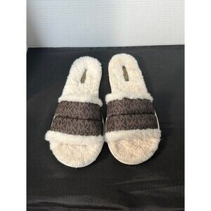Michael Kors faux fur jet set MK slide brown slipper Size 11M